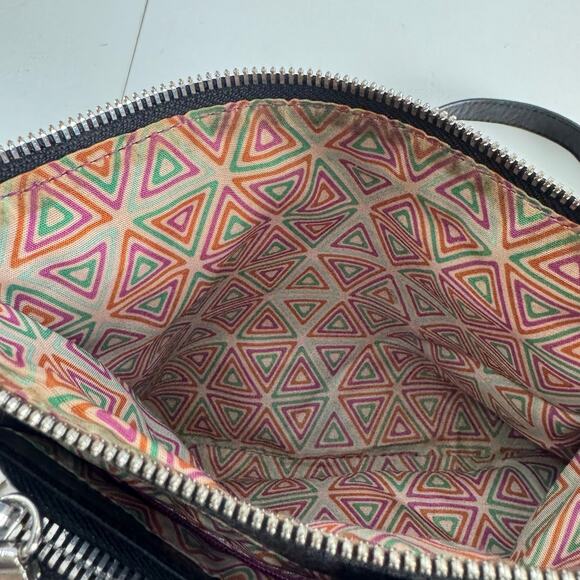 HTF  HOBO International Black Glazed Leather Crossbody Bag 9 x 7 - Picture 3 of 6